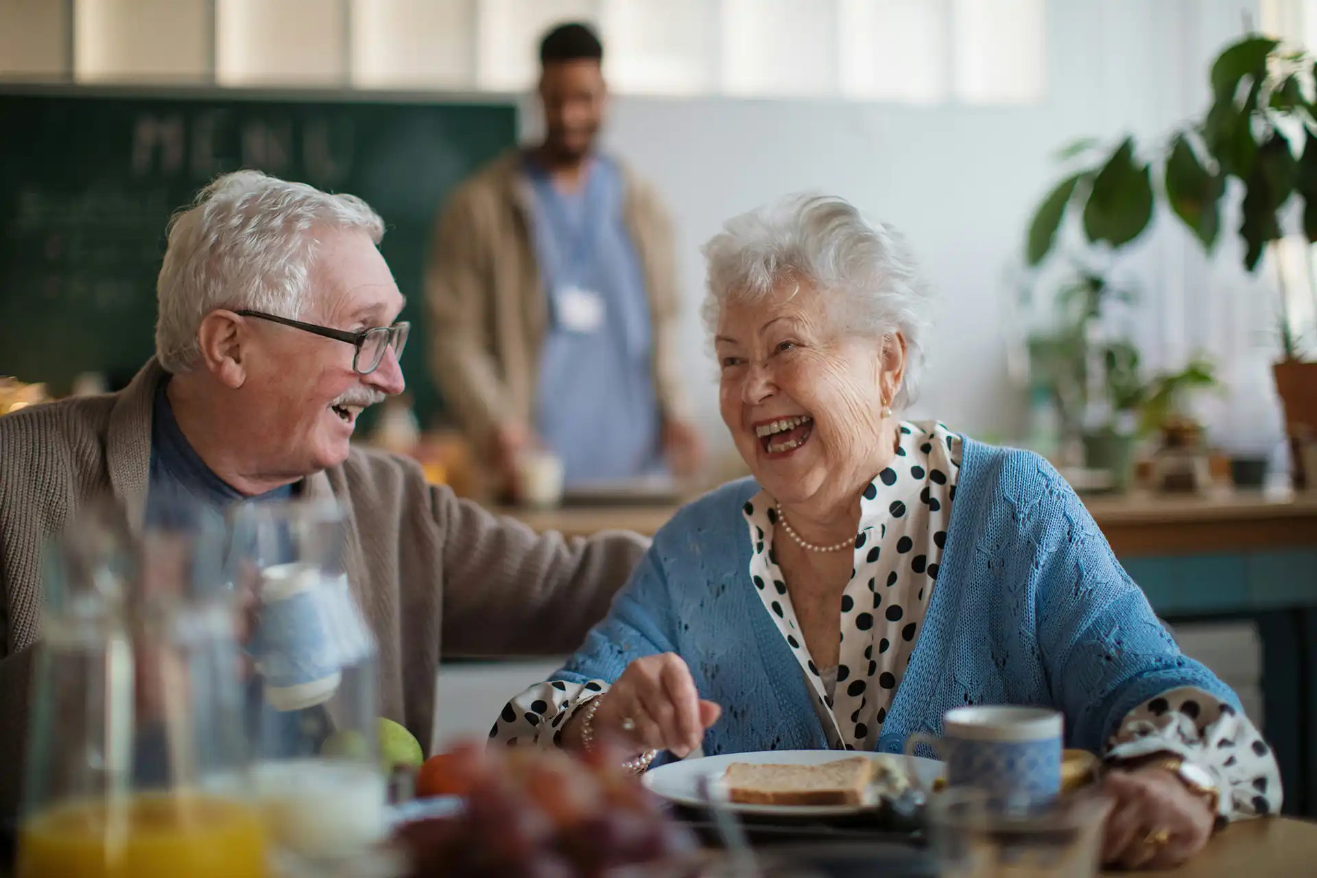 Care staff with residents